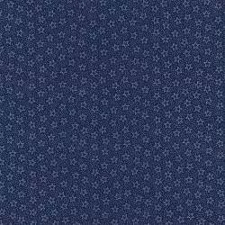 Fabric Traditions, Tessuto Fondo Blu con Stelle e Puntini Bianchi