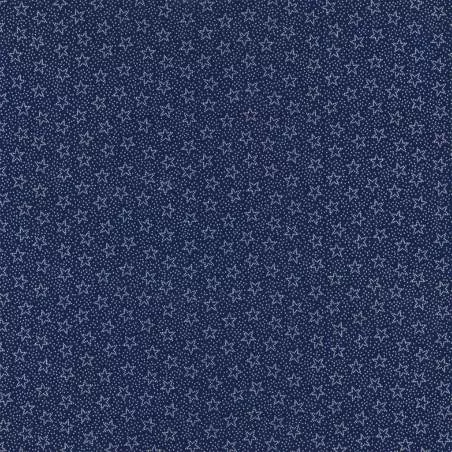 Fabric Traditions, Tessuto Fondo Blu con Stelle e Puntini Bianchi