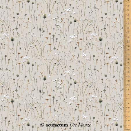 Acufactum Tessuto di cotone Beige con Fiori Autunnali Acufactum - 1