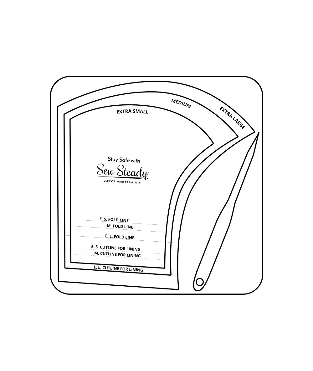 Righello per mascherine da 3 dimensioni (piccolo, medio, grande) Sew Steady - 1