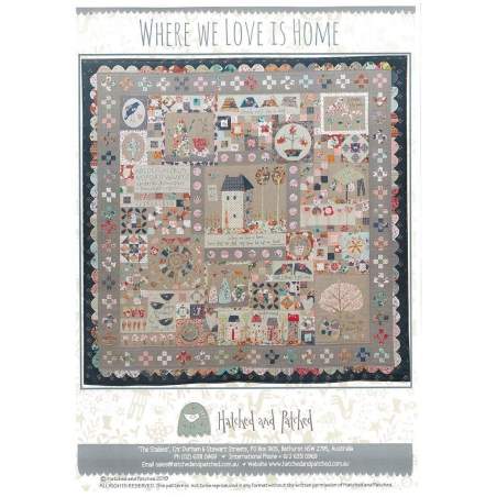 Where We Love Is Home - Cartamodello Quilt, Anni Downs Hatched and Patched - 1