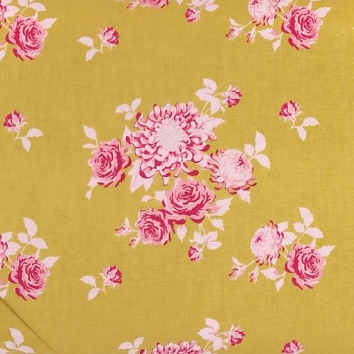 Tilda Tessuto Verde Mostarda con Fiori, 140 cm di altezza Tilda Fabrics - 1