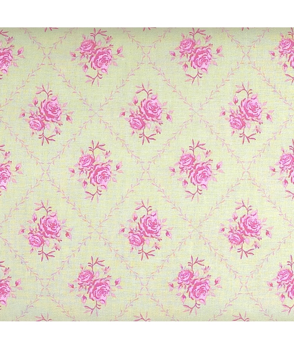 Tilda Tessuto Verde Chiaro con Rose, 140 cm di altezza Tilda Fabrics - 1