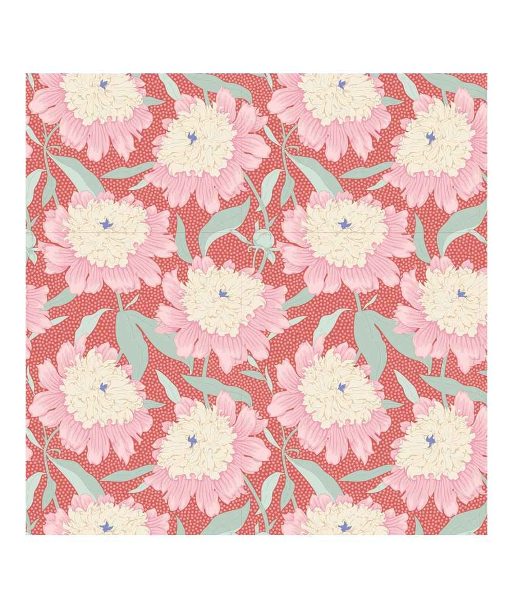 Tilda Gardenlife Bowl, Tessuto Corallo con Peonie Tilda Fabrics - 1