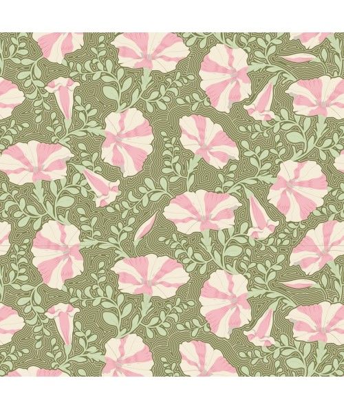 Tilda Gardenlife Striped, Tessuto Verde con Petunie Tilda Fabrics - 1