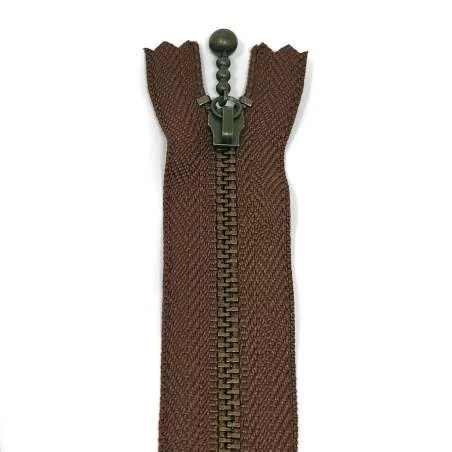 Cerniera Zip Giapponese in metallo - Marrone