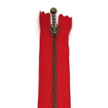 Cerniera Zip Giapponese in metallo - Rossa