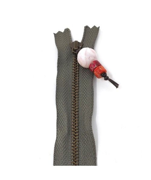 Cerniera Zip Giapponese in metallo - Grigia con Charm a Sfera Roberta De Marchi - 1