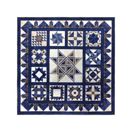 Star Spangled in Blue, Paper Pieced Block of the Month