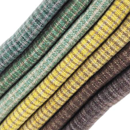 Pacchettino Giapponese, 7 Tessuti 33 x 35 cm, Verde Giallo Marrone