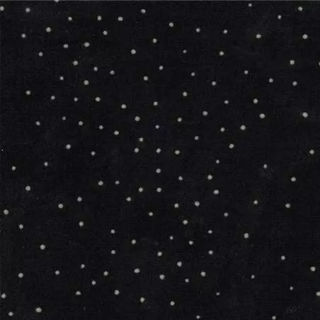 Moda Fabrics, Puzzle Pieces, Tessuto Nero con Pois Bianchi
