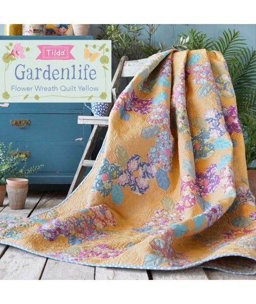 Tilda Flower Wreath Quilt Giallo - Kit di Tessuti Gardenlife e Chambray Tilda Fabrics - 1