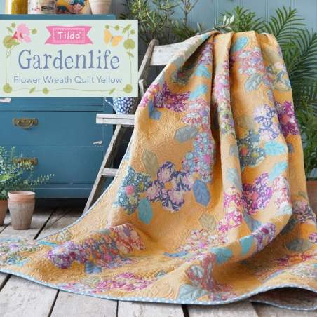 Tilda Flower Wreath Quilt Giallo - Kit di Tessuti Gardenlife e Chambray
