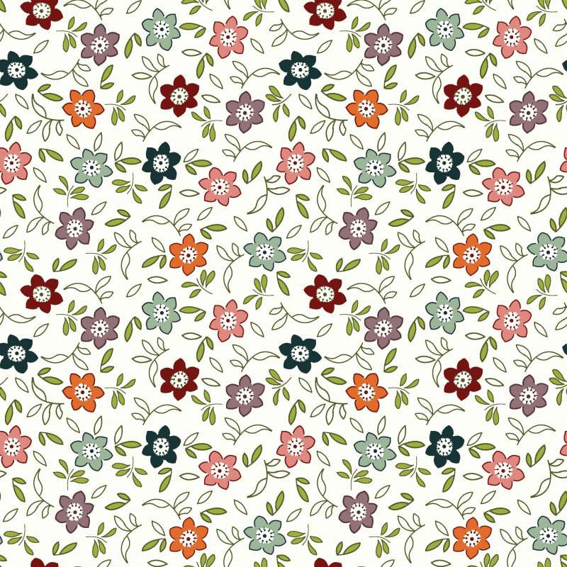 EQP New Vintage Rose Hip-Cream, Tessuto bianco panna a fiori EQP Textiles - Ellie's Quiltplace - 1