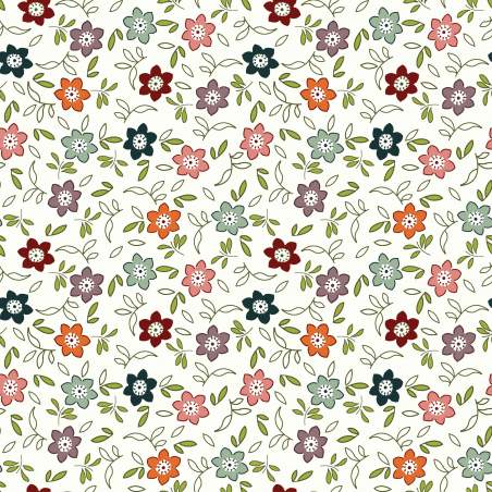 EQP New Vintage Rose Hip-Cream, Tessuto bianco panna a fiori Ellie's Quiltplace Textiles - 1