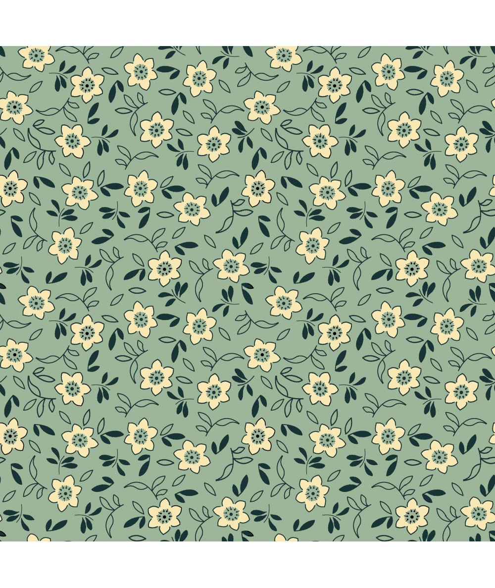 EQP New Vintage Rose Hip-Glacier Blue, Tessuro verde menta a fiori Ellie's Quiltplace Textiles - 1