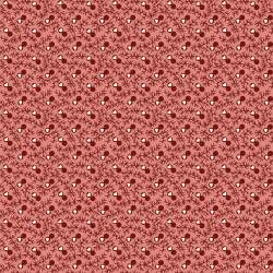 EQP New Vintage Sweetheart Coral Pink, Tessuto rosso corallo con rametti e cuori