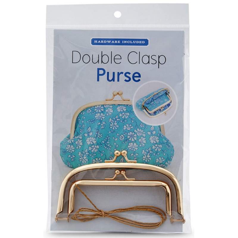 Double Clasp Purse, Cartamodello e Chiusura Doppia per Pochette in Oro Rosa, 18 cm