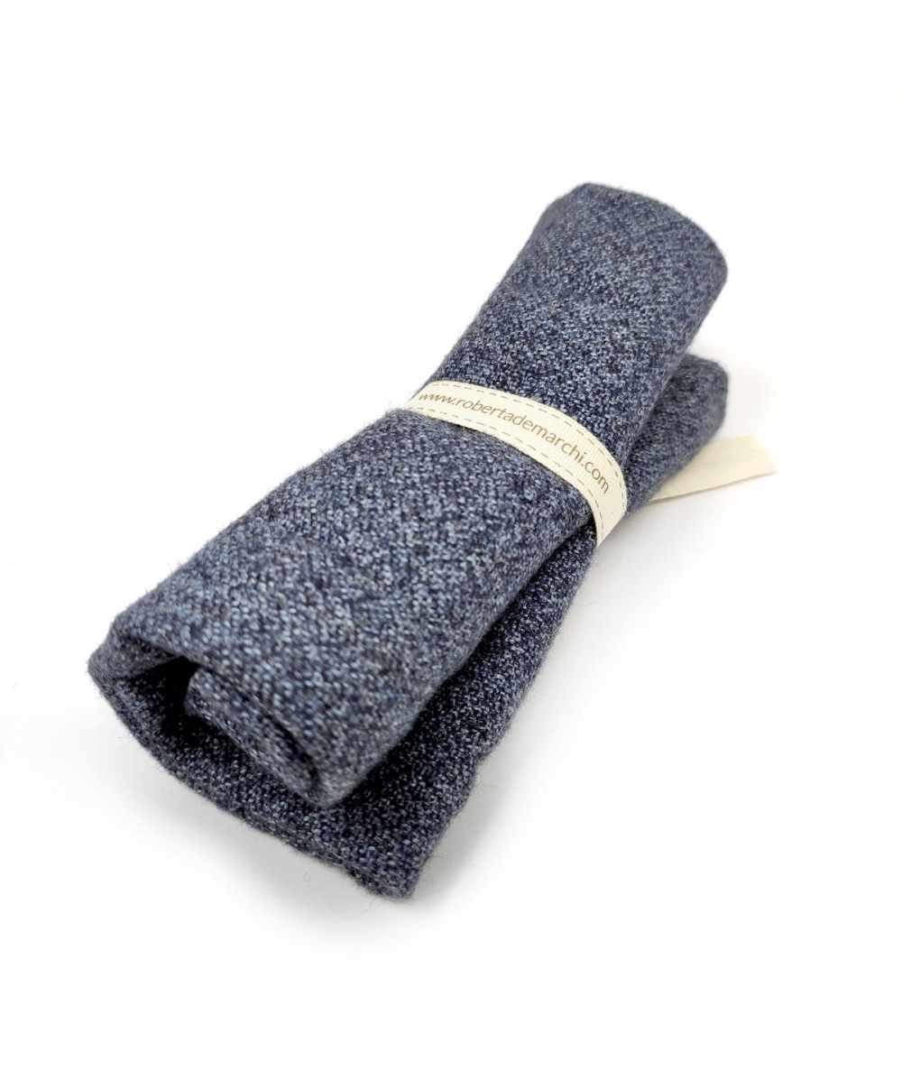 Panno di Lana Cachemire Blu Denim, circa 25 x 30 cm