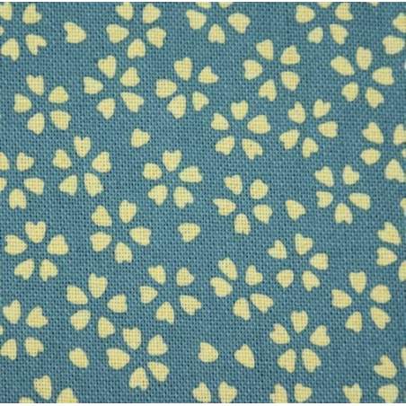 Tessuto Azzurro con Fiori Beige di Sakura - Sevenberry Sojitz Fashion - 1