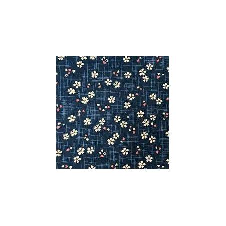 Sevenberry, Tessuto Blu con Fiori Sakura e Piccoli Cuori