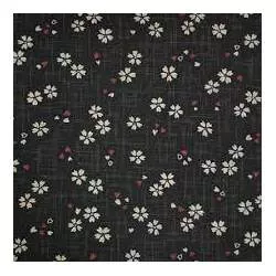 Sevenberry, Tessuto Nero con Fiori Sakura e Piccoli Cuori Sojitz Fashion - 1