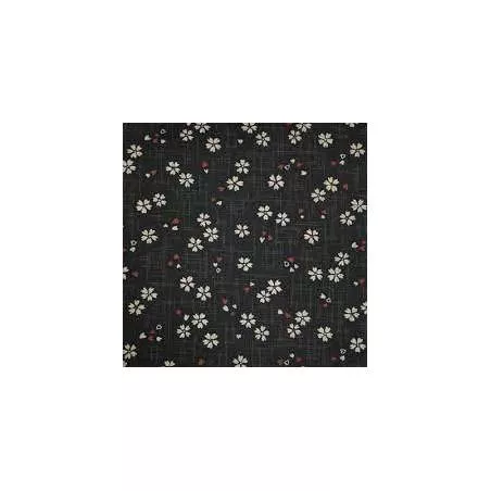 Sevenberry, Tessuto Nero con Fiori Sakura e Piccoli Cuori Sojitz Fashion - 1