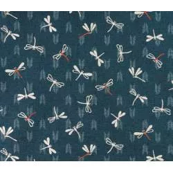 Sevenberry, Tessuto Blu Petrolio con Libellule e Frecce Sojitz Fashion - 1
