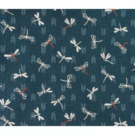 Sevenberry, Tessuto Blu Petrolio con Libellule e Frecce Sojitz Fashion - 1
