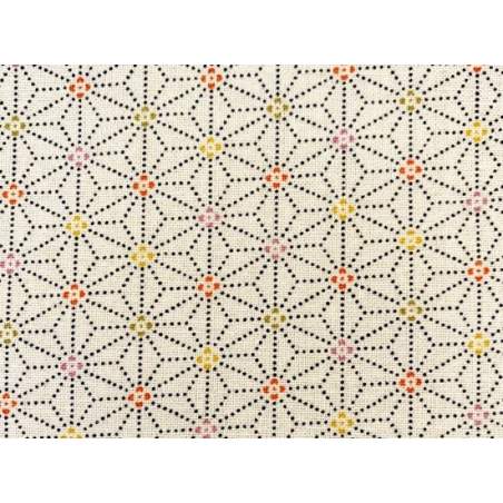 Sevenberry, Tessuto Bianco con Disegno Colorato Giapponese