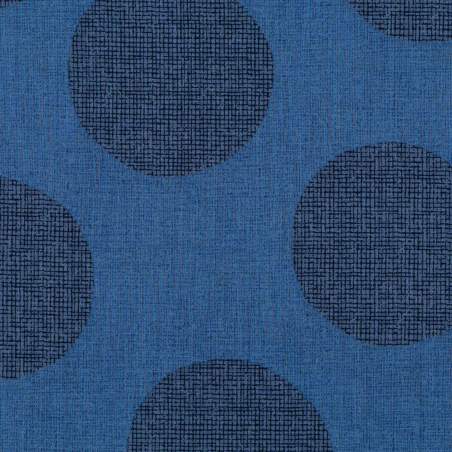 Stim Italia - Tessuto Blu con Grandi Pois Scuri 50% Cotone e 50% Lino