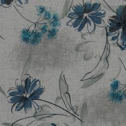 Stim Italia - Tessuto Grigio con Fiori Blu 85% cotone e 15% lino STIM Italia - 1