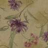 Stim Italia - Tessuto Beige con Fiori Viola e Foglie Verdi 85% cotone e 15% lino