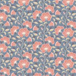 Tilda Windy Days Stormy Blue, Tessuto Blu con Fiori Rosa Tilda Fabrics - 1