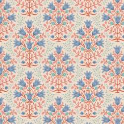 Tilda Windy Days Breeze Blue, Tessuto Panna con Fiori Blu e Foglie Rosa Tilda Fabrics - 1