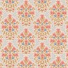 Tilda Windy Days Breeze Coral, Tessuto Panna con Fiori Corallo e Foglie Marroni