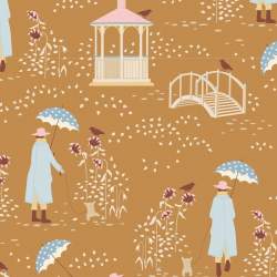 Tilda Windy Days Windy Walk Camel, Tessuto Marrone con Disegno di una Giornata Ventosa Tilda Fabrics - 1