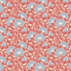 Tilda Windy Days Stormy Coral, Tessuto Corallo con Fiori Azzurri Tilda Fabrics - 1