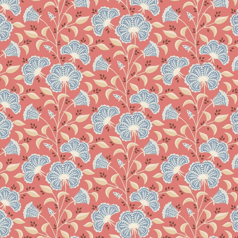 Tilda Windy Days Stormy Coral, Tessuto Corallo con Fiori Azzurri Tilda Fabrics - 1 Tilda Windy Days Stormy Coral, Tessuto Corallo con Fiori Azzurri Tilda Fabrics - 1