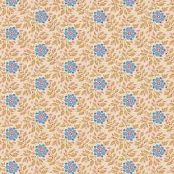 Tilda Windy Days Wendy Camel, Tessuto Panna con Fiori Blu e Foglie Marroni Tilda Fabrics - 1