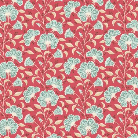 Tilda Windy Days Stormy Dusty Red, Tessuto Rosso con Fiori Chiari Tilda Fabrics - 2