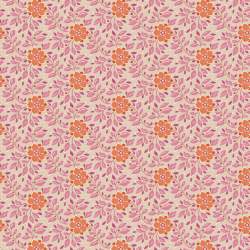 Tilda Windy Days Wendy Pink, Tessuto Panna con Fiori Arancioni e Foglie Rosa Tilda Fabrics - 1