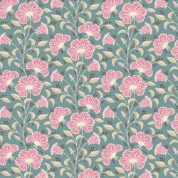 Tilda Windy Days Stormy Petrol, Tessuto Ottanio con Fiori Rosa Tilda Fabrics - 2