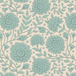 Tilda Windy Days Aella Teal, Tessuto Panna con Fiori Verde Acqua Tilda Fabrics - 1