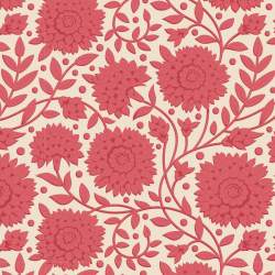 Tilda Windy Days Aella Dusty Red, Tessuto Panna con Fiori Rosso Tilda Fabrics - 1