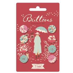 Tilda Windy Days Buttons, 8 Bottoni da 14 mm Ricoperti in Tessuto