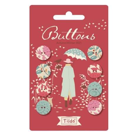Tilda Windy Days Buttons, 8 Bottoni da 14 mm Ricoperti in Tessuto