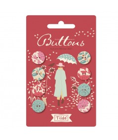 Tilda Windy Days Buttons, 8 Bottoni da 14 mm Ricoperti in Tessuto Tilda Fabrics - 1