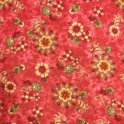 Flannel Essentials 7, Tessuto Flanella Rossa con Fiori by The Buggy Burn per Henry Glass Henry Glass - 1