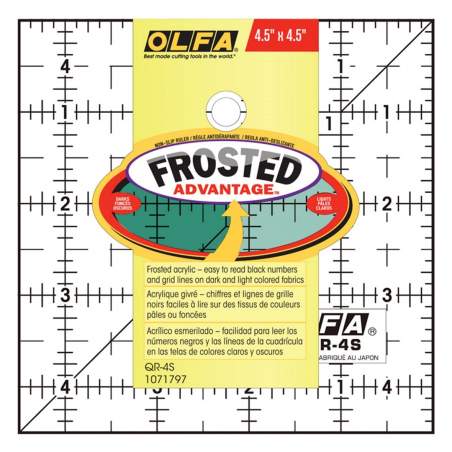 Righello Patchwork 4.5 x 4.5 pollici Quadrato - OLFA Non Slip, Frosted Olfa - 1